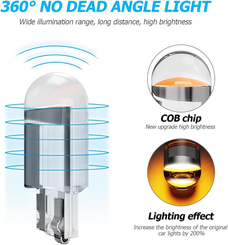 zipelo 30-Pack 194 LED Light Bulbs 6000K White, 168 2825 W5W T10 Wedge COB LED Replacement Bulbs, Dome Map Door Courtesy License Plate Lights, 0.36W 12V Error Free Interior Bulbs for Cars (White) - Image 3